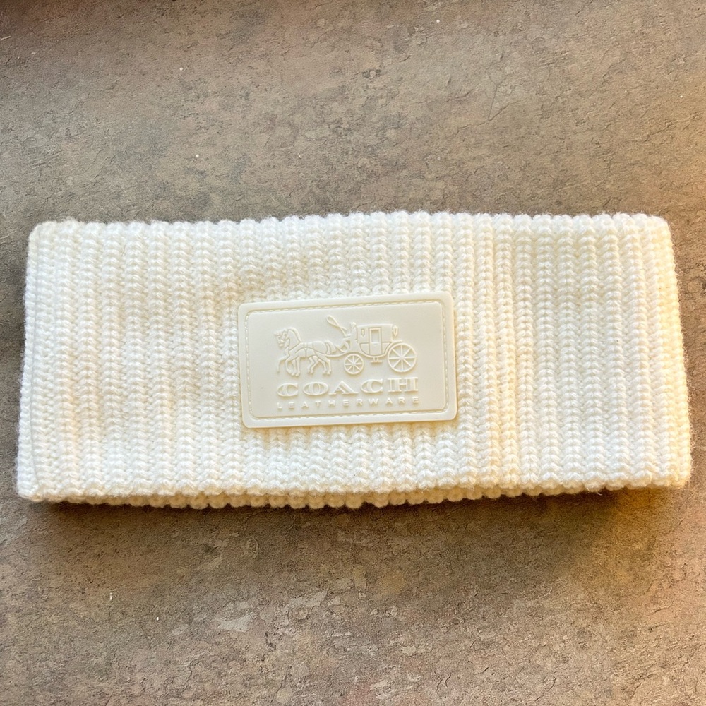 Cream White Coach Logo Knit Band